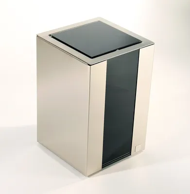 Produktbild von Badeimer Edelstahl matt / Kosmetikeimer / Glas schwarz, Schwingdeckel