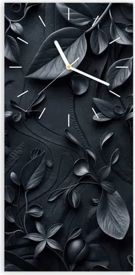 Produktbild von Wanduhr aus Glas mit Motiv Blumenmuster Dunkel- 30 x 60 cm - inkl. Aufhängesystem