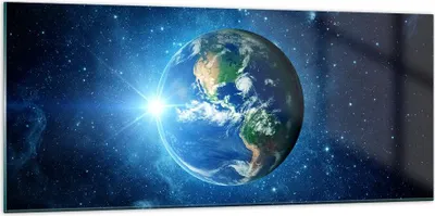 Produktbild von Bilder auf glas - Erde Universum Sterne Galaxie - 120x50cm - Glasbilder - Wandbilder - Kunstdruck - zum Aufhängen bereit - Wanddekoration aus Glas - Glas Bilder - Wandbild auf Glas - GAB120x50-2943