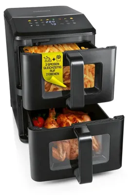 Obrázok produktu pre GOURMETmaxx Fritovací hrniec s konvektívnym ohrevom, 2400 W, dvojkomorový, dvojitý fritovací hrniec, 2x 5 litrov, synchronizácia a párovanie