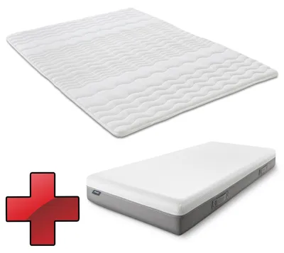 Produktbild von Viskoelastik-Matratze Sleezzz Premium 90 x 200 cm, Höhe 20 cm, Härtegrad H2/H3, mit Wendegriffen + Matratzentopper / Matratzenauflage 90 x 200 cm
