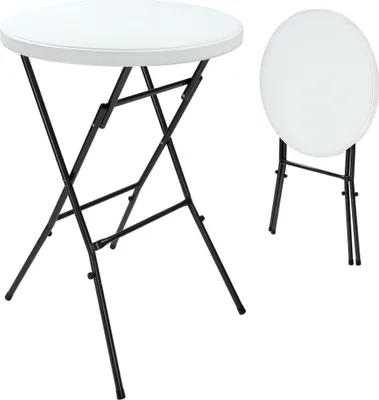 Produktbild von CASARIA® Stehtisch 2er Set Klappbar Ø 72 cm Rund 110 cm Hoch Stabil Garten Wasserabweisend Metall Klapptisch Bistrotisch Partytisch Bar Biertisch Weiß