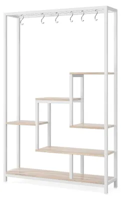 Image de Étagère à fleurs - Support pour plantes - 5 niveaux - 180 cm de haut - Métal - 10 crochets en S - Pour l'intérieur/l'extérieur - Blanc