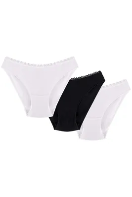 Zdjęcie produktu dla Wol-Bar soft cute 3-pak biały-biały-czarny l majtki figi
