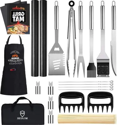 Produktbild von Famanu Grillbesteck Set - BBQ Utensilien aus Edelstahl - 18-teilig