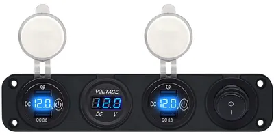 Produktbild von ProRide 12V USB-Autoladegerät 4 Anschlüsse QC3.0 mit Voltmeter & Schalter