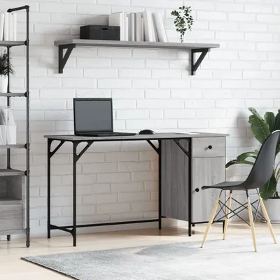 Produktbild von "2026 Promotion" Computertisch Grau Sonoma 131x48x75 cm Holzwerkstoff - Schreibtische CC29937