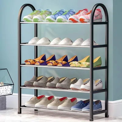Imagen del producto de Estantería metálica de 5 niveles para zapatos, ideal para el salón o el pasillo