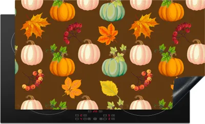 Produktbild von KitchenYeah© Herdabdeckplatte Herbst - Kürbisse - Muster , 89x51cm, Küche Deko, Glaskeramikkochfeld Herdabdeckung, Abdeckplatte fùr Kochfeld