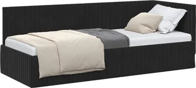 Obrázok produktu pre vidaXL Rohový rám postele s čelom čierny 80 cm x 200 cm zamat