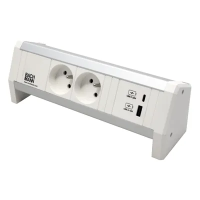 Obrázek produktu pro BACHMANN Systém DESK 1, 2x zásuvka CZ, zdroj 22W (USB A+C), bílý (902.0295) (19.07.0289)