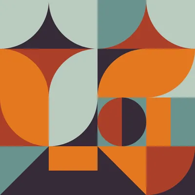 Image de Omgoods - Papier peint abstrait géométrique bleu et orange - Adhésif, idéal pour le salon et la chambre