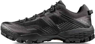 Schwarze Trailrunning-Schuhe "Ducan II Low GTX Men" von Mammut; mit griffiger Sohle und sportlichem Design.