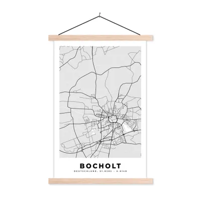 Produktbild von MuchoWow® Textilposter Stadtplan - Karte - Bocholt - Deutschland 40x60 cm mit holzfarbenen Rahmen - Poster