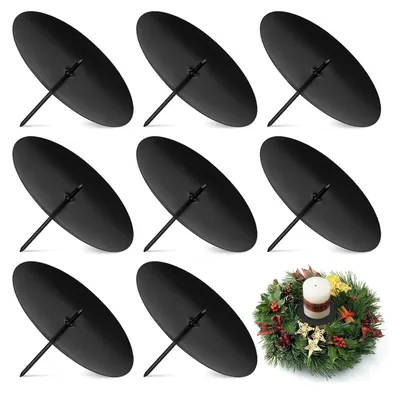 8er-Set Metall-Kerzenhalter für Adventskranz, 6 cm, schwarz