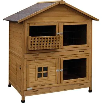 Image de Kerbl Clapier pour rongeurs Südtirol pour petits animaux, 4 portes frontales, clapier pour lapins avec 2 niveaux