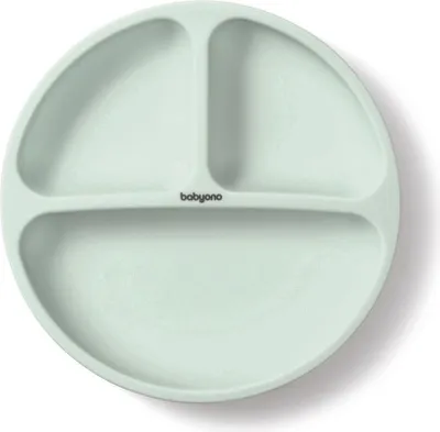 Immagine prodotto di Piatto in silicone per bambini, a tre camere con ventosa - menta