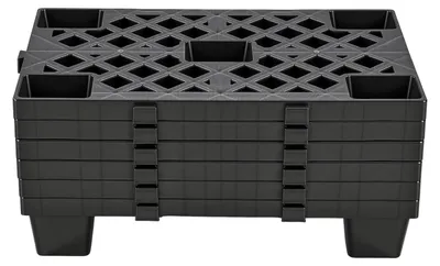 Zdjęcie produktu dla SucceBuy – zestaw 6 palet z tworzywa sztucznego o wymiarach 500 x 305 x 100 mm, lekkie palety nadające się do układania w stosy o nośności statycznej 1000 kg/m², palety przemysłowe o konstrukcji kratowej i z połączeniami zatrzaskowymi, palety podłogowe do magazynów, garaży i supermarketów