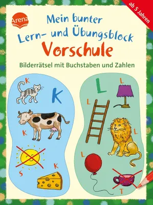 Produktbild von Mein bunter Lern- und Übungsblock Vorschule. Bilderrätsel mit Buchstaben und Zahlen