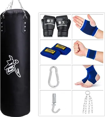 Image de Sac de boxe suspendu Sac de sable boxe pour Muay Thai MMA UFC 100/120cm - noir