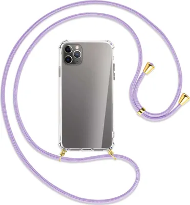 Produktbild von Handykette Backcover-Schutzhülle mit Band (Metall goldfarben) für Apple iPhone 11 Pro Max - violett