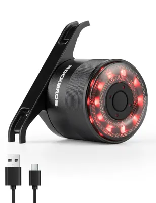 Image de ROCKBROS Feu arrière pour vélo, 7 couleurs et 5 modes, IPX5, rechargeable par USB, pour vélo, 2 modes, installation facile
