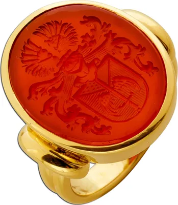 Produktbild von Siegelring Gold 585 14K rostroter Karneol Edelstein 11.8ct. Antikschmuck 19
