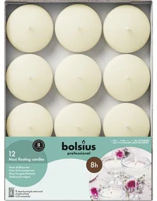 Immagine prodotto di Candele galleggianti maxi, avorio, BOLSIUS, 29/77 mm, tempo di combustione circa 8h, confezione da 12 pezzi