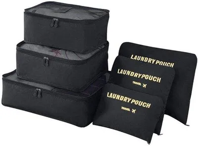 Produktbild von Famanu Gepäck-Organizer-Set 6-teilig mit Kleidungs- und Schuhbeuteln – Grau
