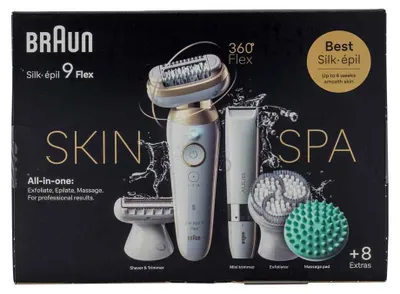 Produktbild von Braun Silk-épil 9 Flex SkinSpa 9-481 3D, Gold, Weiß, Bikini, 0,5 mm, Akku, Deutschland