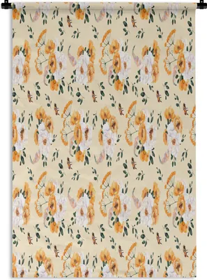 Produktbild von MuchoWow® Wandteppich Wandbehang Blumen - Pastell - Farben 90x135 cm Tapisserie Dekoration Wandtuch - Baumwolle - Wandskulptur