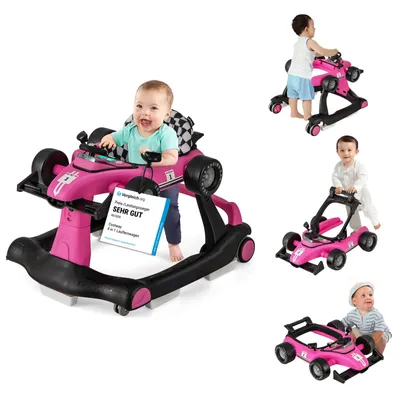 Produktbild von COSTWAY 4 in 1 Lauflernwagen mit einstellbarer Höhe & Geschwindigkeit, Baby Walker mit Musikbox & Licht, für 6–18 Monate