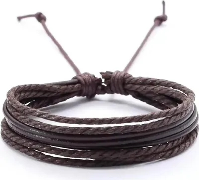 Produktbild von Roger Armband - Braunes geflochtenes Herrenarmband aus Kunstleder KP33228