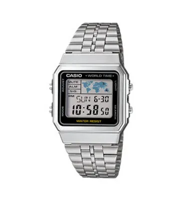 Produktbild von Casio A500WEA-1EF Herren-Armbanduhr, Kunststoff-Gehäuse, Metall-Armband
