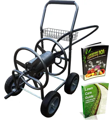 Immagine prodotto di Avvolgitubo con ruote - Carrello per tubi - Supporto per tubo da giardino - Carrello per tubi - Avvolgitubo per giardino - Capacità: 250 piedi