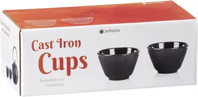 Produktbild von Dimono Gusseisen Teeservice Set Schwarz – 1,3 L Teekanne mit Stövchen & 2 Tassen (80 ml) – Handgefertigt, Emailliert & feine Noppenstruktur