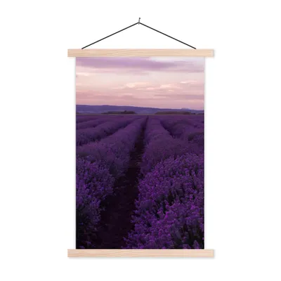 Produktbild von MuchoWow® Textilposter Lavendel - Lila - Blumen - Natur 40x60 cm mit holzfarbenen Rahmen - Poster
