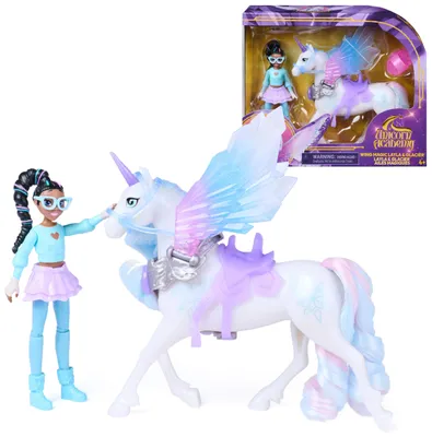Produktbild von Unicorn Academy - Wing Magic Layla und Glacier Spielset, Einhorn-und-Puppe-Set mit Flügeln, Alicorn Spielset mit Reiterin und Zubehör, für Kinder ab 4 Jahren, Mini-Puppe, Weiblich, 4 Jahr(e), Junge/Mädchen, 165 mm, 320 g