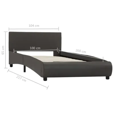 Image de vidaXL Cadre de lit avec LED Gris Similicuir 100x200 cm