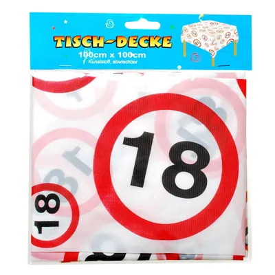 Produktbild von Geburtstag Tischdecke 18 Jahre Verkehrsschild 100x100 cm Party Deko Birtday