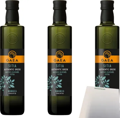 Produktbild von Gaea Olivenöl Sitia D.O.P. 3er Pack (3x500ml Flasche) + usy Block