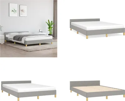 Produktbild von vidaXL Bettgestell mit Kopfteil Hellgrau 140x200 cm Stoff - Bettgestell Mit Kopfteil - Bettgestelle Mit Kopfteil - Bettgestell - Bett Mit Kopfteil