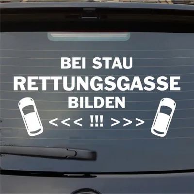 Produktbild von Heckscheibenaufkleber Bei Stau Rettungsgasse bilden 55x26 cm Weiss Matt Auto Aufkleber Sticker
