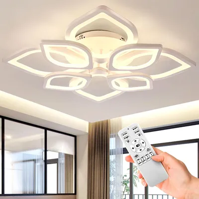 Produktbild von 80W Blumenform LED Deckenleuchte, Modern Deckenlampe aus Metall 72cm, Dimmbar mit Fernbedienung, für Wohnzimmer, Schlafzimmer, Küche, Hotel