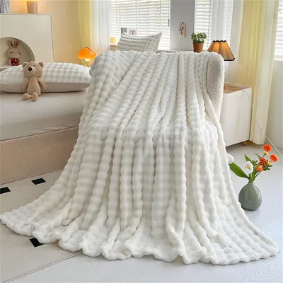 Obrázok produktu pre Fleece deka 160x200 cm, Umelá kožušina, biela, pre obývaciu izbu