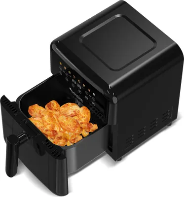 Produktbild von TurboTronic XL-Heißluftfritteuse – AF190 – 6 l Airfryer ohne Öl, digital, 8 Programme, 1600 W, 40–200 °C, Rapid-Air-Technologie, spülmaschinenfester Frittierkorb Schwarz