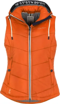 Produktbild von Dry Fashion Damen Steppweste Rügen mit abnehmbarer Kapuze - Leichte Weste mit taillierten Schnitt in Orange Größe 50