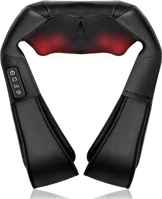 Produktbild von Ein Schultermassagegerät – Shiatsu-Kissen – zur Linderung von Muskelverspannungen – mit Wärmefunktion – 3556 x 1778 cm – Schwarz