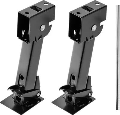 Image de Béquille télescopique de stabilisation VEVOR 2 pièces béquille de remorque télescopique et pliable, kit de béquille pivotante pour remorque de caravane, capacité de charge 453,59 kg chacune, réglable en hauteur 297,18-462,28 mm