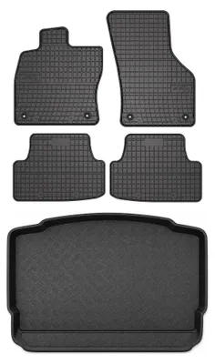 Produktbild von Gummimatten + Kofferraumwanne für Volkswagen Golf VII 2012- (Schrägheck, unterer Ladeboden) – Schwarz, passgenau – Wielganizator SolidPRO
